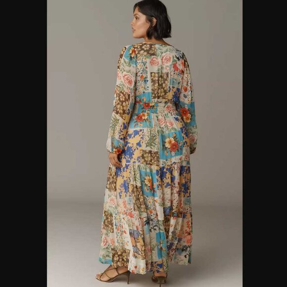 New Plus 2X By Anthropologie The Somerset maxi dress long sleeve chiffon edition - Picture 2 of 11